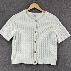 Orange Kiss Essentials Cable Knit Cardigan Gold Button Soft Layering M